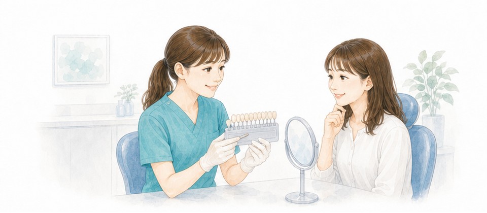 歯の色や形について相談するイラスト