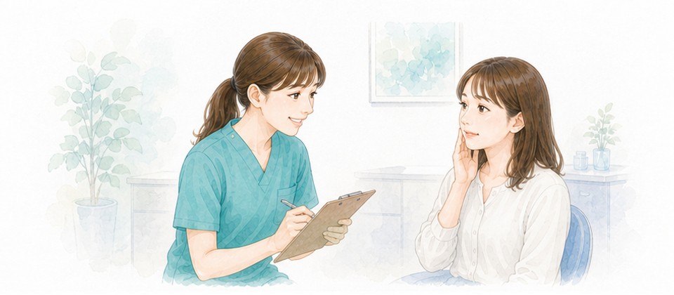 患者さまの症状や希望を伺うイラスト