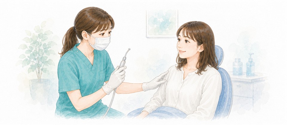 治療前に患者さまの状態を確認するイラスト