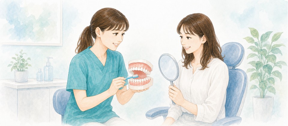 治療後の状態と予防方法を説明するイラスト