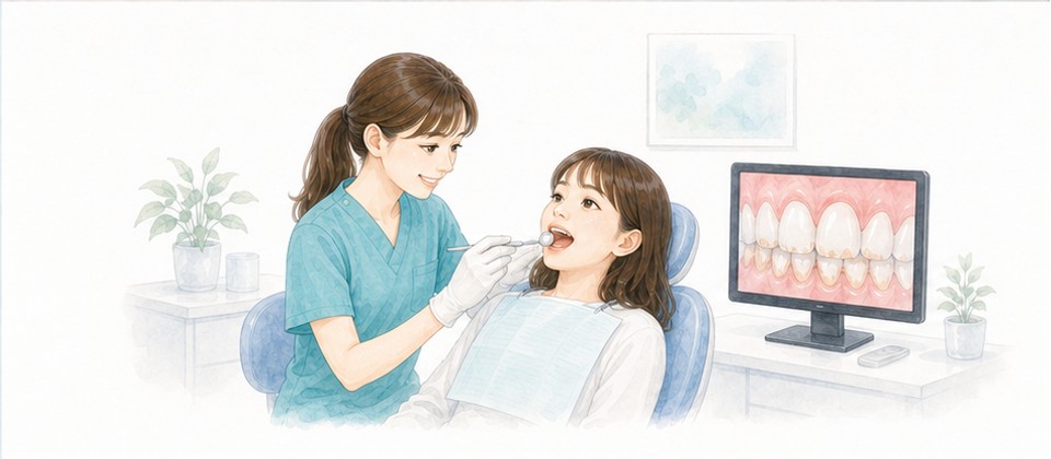 歯や歯ぐきの状態を確認するイラスト